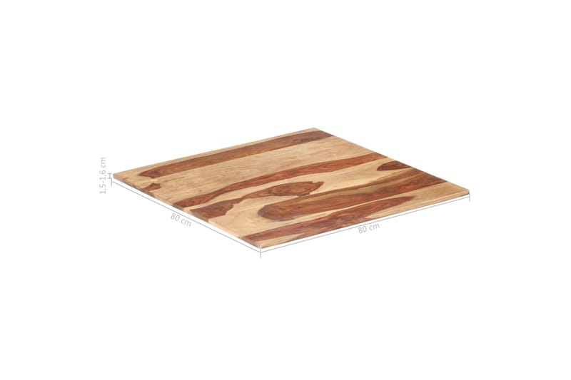 Bordsskiva i massivt sheshamträ 15-16 mm 80x80 cm - Brun - Möbler - Tillbehör & accessoarer - Bordstillbehör - Bordsskiva