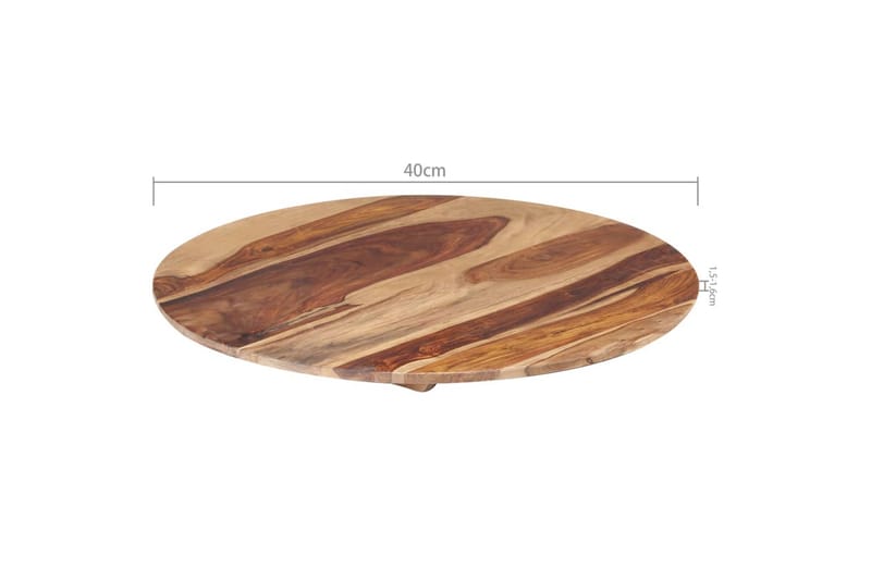 Bordsskiva i massivt sheshamträ rund 15-16 mm 40 cm - Brun - Möbler - Tillbehör & accessoarer - Bordstillbehör - Bordsskiva