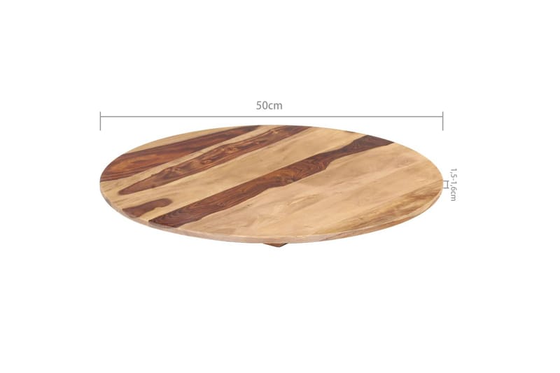 Bordsskiva i massivt sheshamträ rund 15-16 mm 50 cm - Brun - Möbler - Tillbehör & accessoarer - Bordstillbehör - Bordsskiva