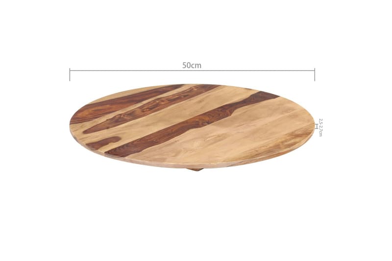 Bordsskiva i massivt sheshamträ rund 25-27 mm 50 cm - Brun - Möbler - Tillbehör & accessoarer - Bordstillbehör - Bordsskiva