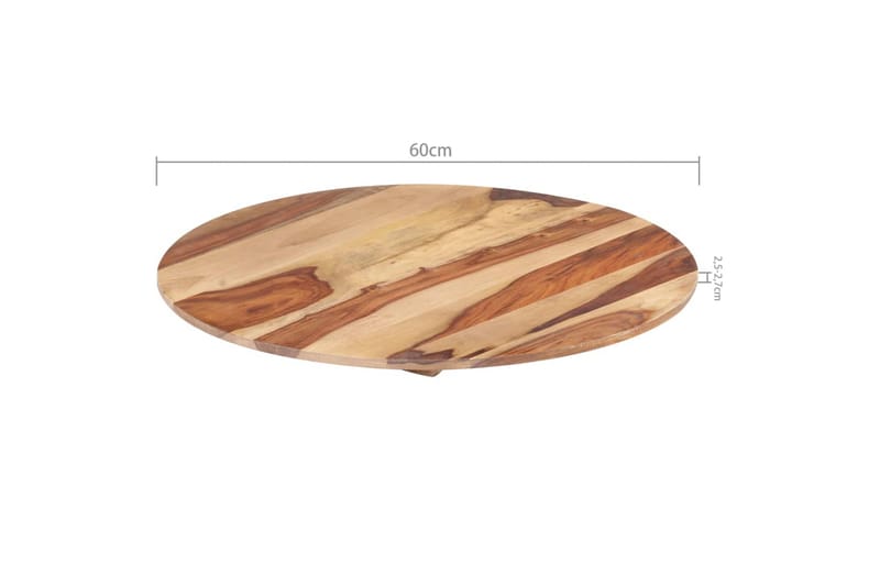 Bordsskiva i massivt sheshamträ rund 25-27 mm 60 cm - Brun - Möbler - Tillbehör & accessoarer - Bordstillbehör - Bordsskiva