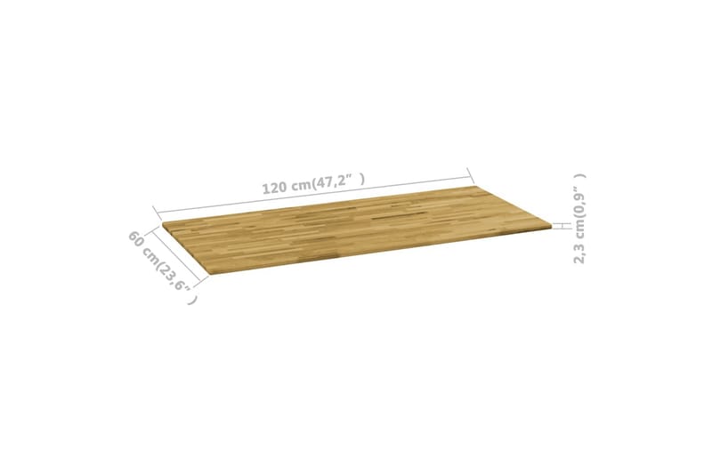 Bordsskiva massivt ekträ rektangulär 23 mm 120x60 cm - Brun - Möbler - Tillbehör & accessoarer - Bordstillbehör - Bordsskiva