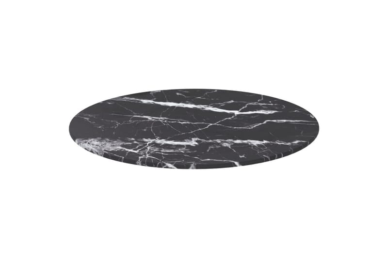 Bordsskiva svart Ã˜50x0,8 cm härdat glas med marmortextur - Svart - Möbler - Tillbehör & accessoarer - Bordstillbehör - Bordsskiva