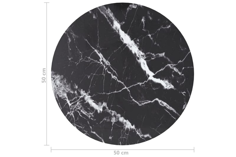 Bordsskiva svart Ã˜50x0,8 cm härdat glas med marmortextur - Svart - Möbler - Tillbehör & accessoarer - Bordstillbehör - Bordsskiva