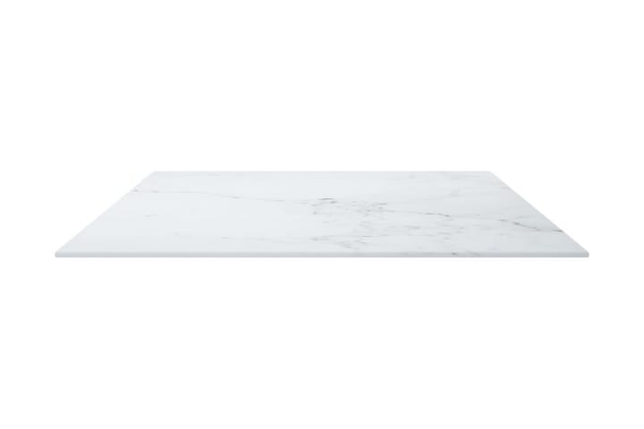 Bordsskiva vit 100x62 cm 8 mm härdat glas med marmortextur - Vit - Bordsskiva
