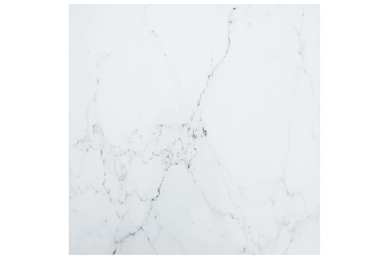 Bordsskiva vit 70x70 cm 6 mm härdat glas med marmortextur - Vit - Bordsskiva