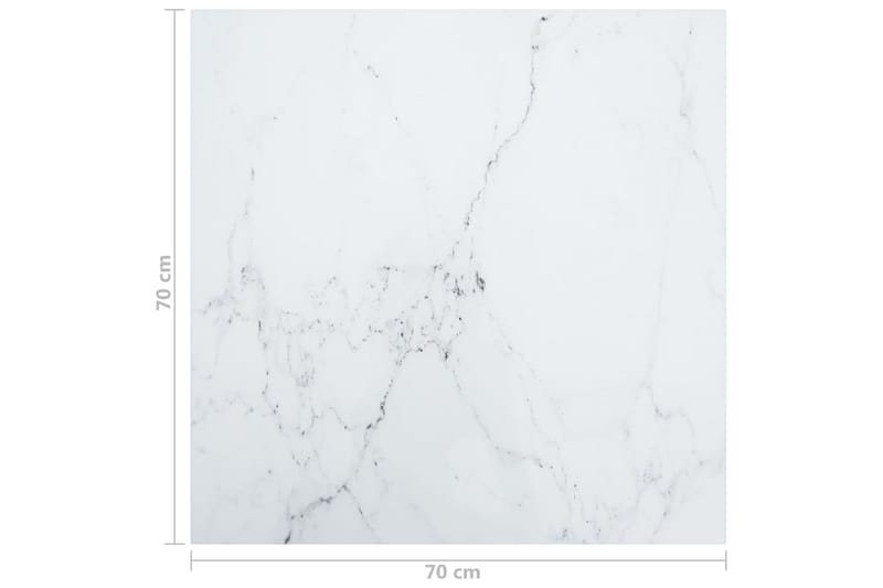Bordsskiva vit 70x70 cm 6 mm härdat glas med marmortextur - Vit - Möbler - Tillbehör & accessoarer - Bordstillbehör - Bordsskiva