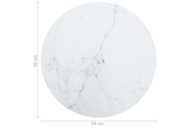 Bordsskiva vit Ã˜50x0,8 cm härdat glas med marmortextur - Vit - Möbler - Tillbehör & accessoarer - Bordstillbehör - Bordsskiva