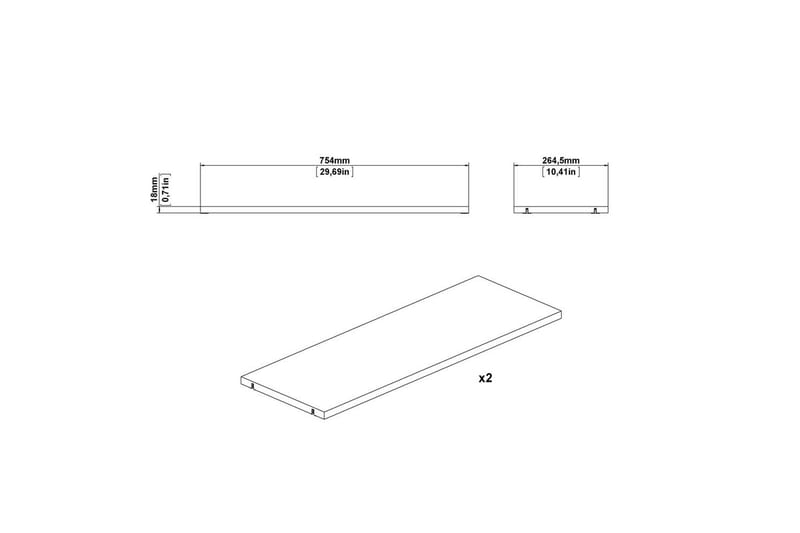 Trysil Hyllplan 75,4x26,45 cm - Vit - Möbler - Tillbehör & accessoarer - Bordstillbehör - Iläggsskiva