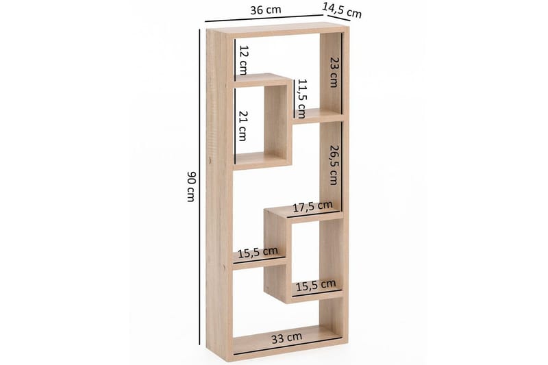 Vägghylla Wohnling melaminbelagd MDF, förvaringshylla, modern stil Sonoma - Sonoma - Förvaring - Hyllor - Bokhylla