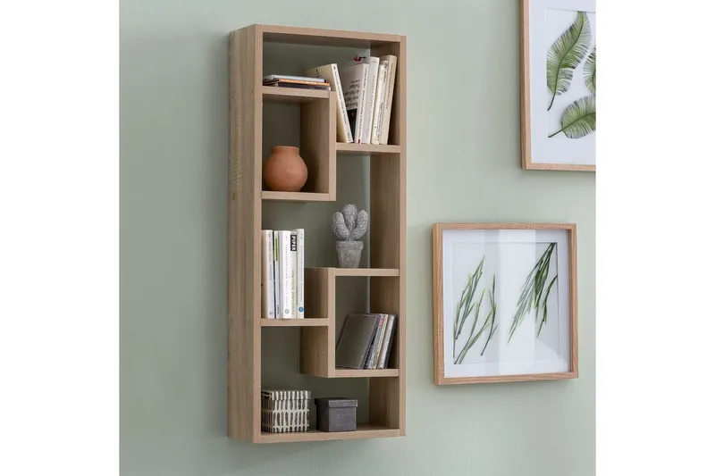 Vägghylla Wohnling melaminbelagd MDF, förvaringshylla, modern stil Sonoma - Sonoma - Förvaring - Hyllor - Bokhylla