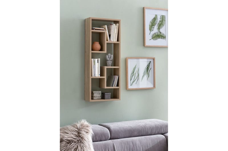 Vägghylla Wohnling melaminbelagd MDF, förvaringshylla, modern stil Sonoma - Sonoma - Förvaring - Hyllor - Bokhylla