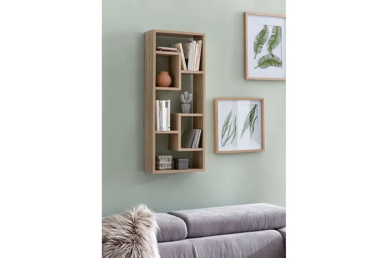 Vägghylla Wohnling melaminbelagd MDF, förvaringshylla, modern stil Sonoma - Sonoma - Förvaring - Hyllor - Bokhylla