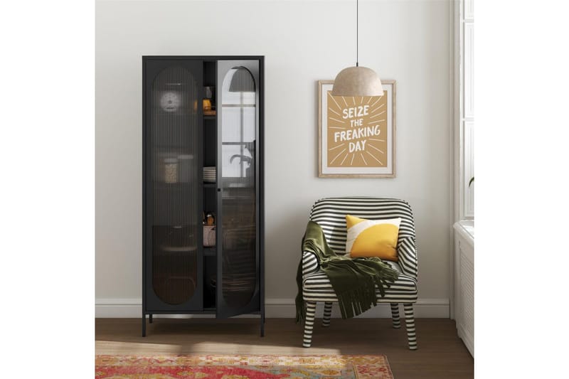 Högskåp Luna Svart - Svart - Förvaring - Skåp - Vitrinskåp