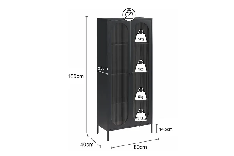 Högskåp Luna Pergament - Pergament - Förvaring - Skåp - Vitrinskåp