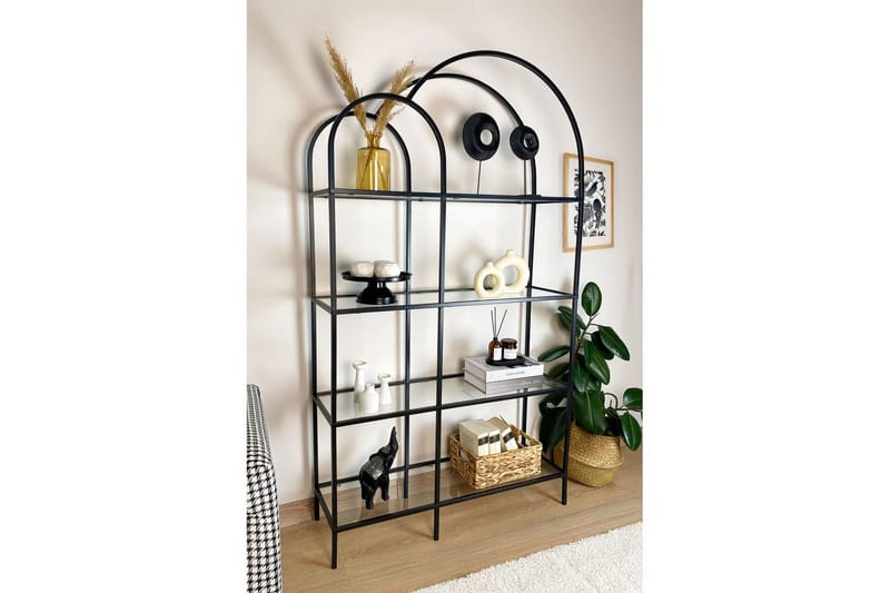 Hu Bokhylla 100 cm, Svart/Transparent