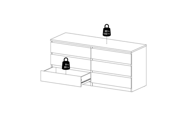 Salomns Byrå 70,1 cm - Oxidbetong/vit högglans - Förvaring - Förvaringsmöbler - Byrå