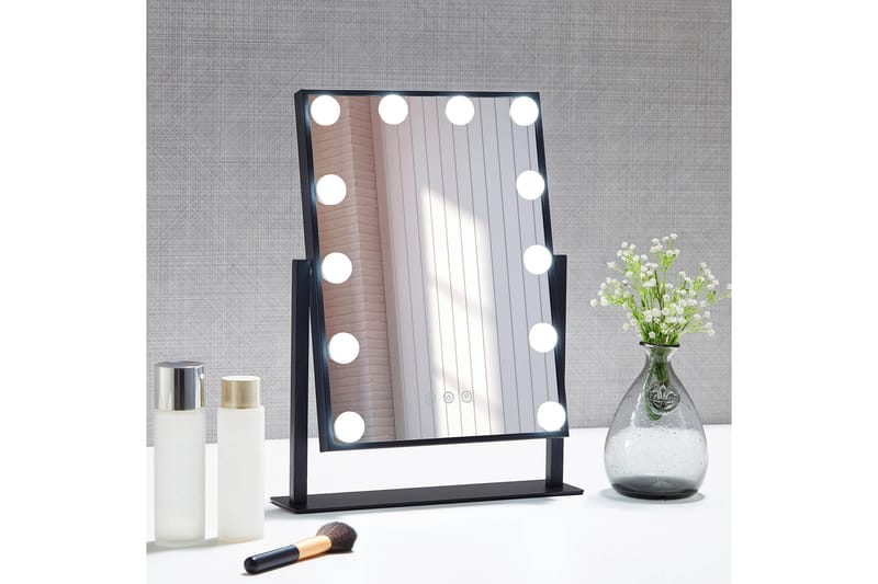 Pamela Sminkspegel på fot med LED-belysning 8,5x47,4 cm Svar - Sminkspegel - Badrumstillbehör