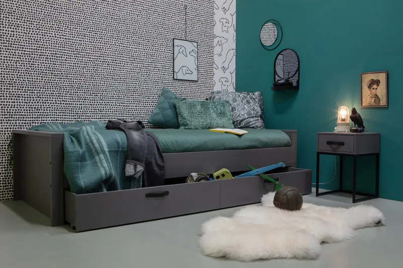 Kahe Sänglåda 92x198 cm - Grå/Svart - Möbler - Tillbehör & accessoarer - Sängtillbehör