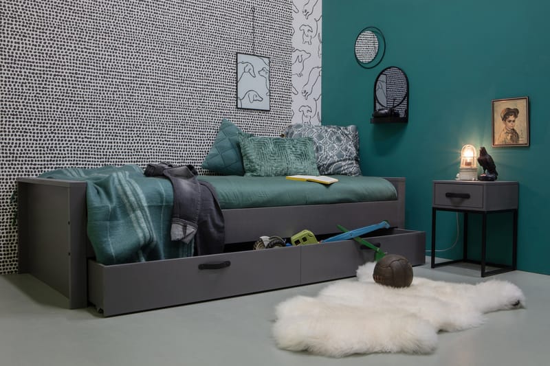 KAJE Sänglåda 92x198 cm Grå/Svart - Möbler - Tillbehör & accessoarer - Sängtillbehör