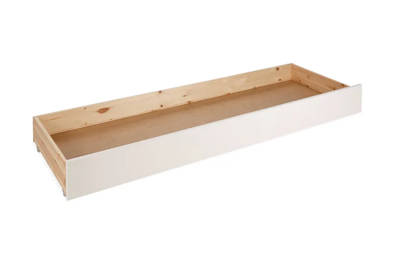 Pirue Rektangulär Sängförvaring 64,3 cm med Lådor och Hjul i Målat Trä, Vit