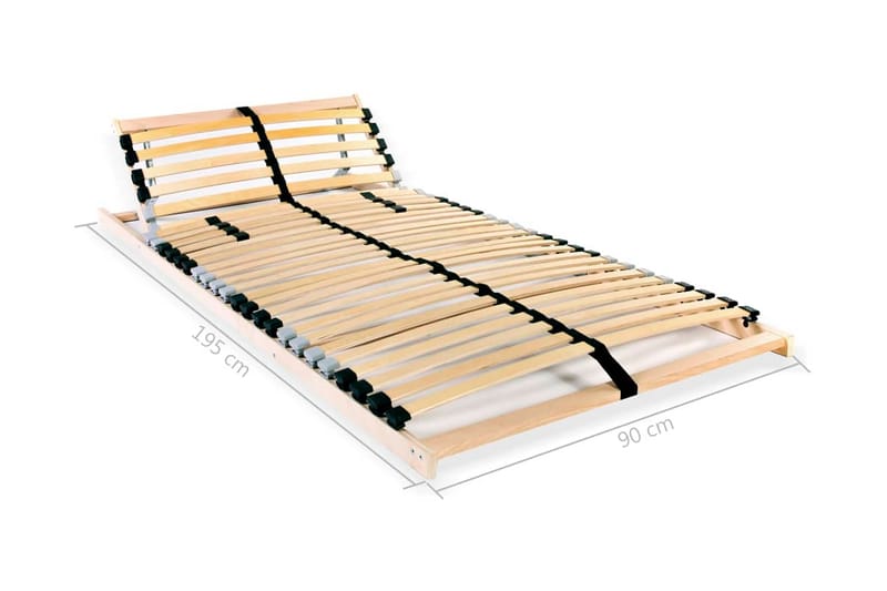 Ribbotten med 28 ribbor 7 zoner 90x200 cm - Brun - Möbler - Tillbehör & accessoarer - Sängtillbehör - Ribbottnar