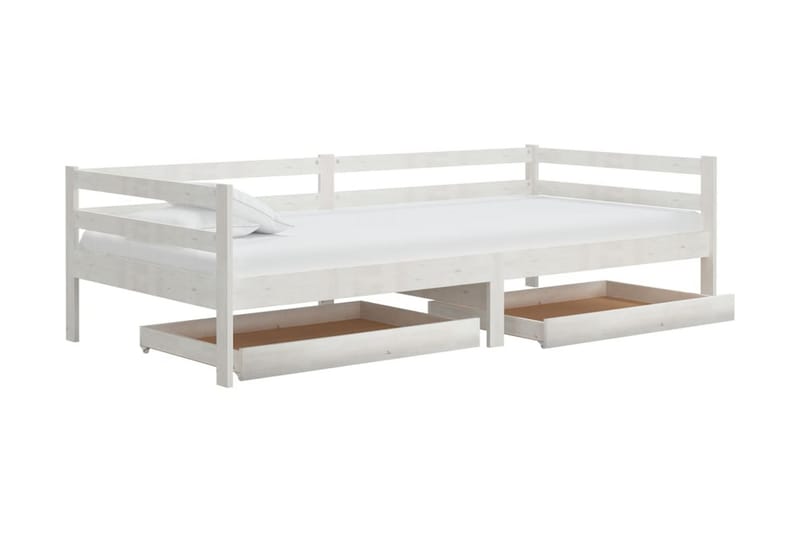Sänglådor 2 st vit massiv furu - Vit - Möbler - Tillbehör & accessoarer - Sängtillbehör
