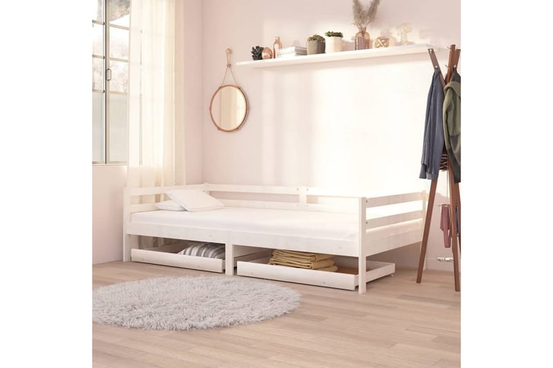 Sänglådor 2 st vit massiv furu - Vit - Sänglåda - Sängtillbehör - Förvaringslådor