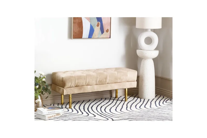 Sittbänk Roseville Beige/guld - Beige/guld - Möbler - Tillbehör & accessoarer - Sängtillbehör