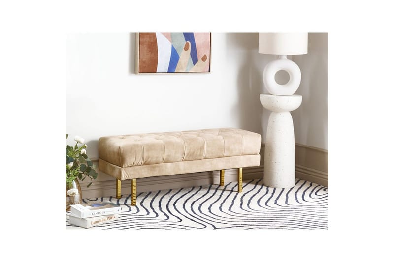 Sittbänk Roseville Beige/guld - Beige/guld - Möbler - Tillbehör & accessoarer - Sängtillbehör