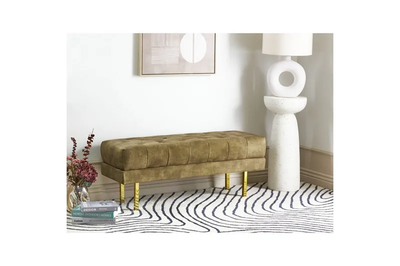 Sittbänk Roseville Grön/guld - Grön/guld - Möbler - Vardagsrum - Stolar & sittmöbler - Sittbänk