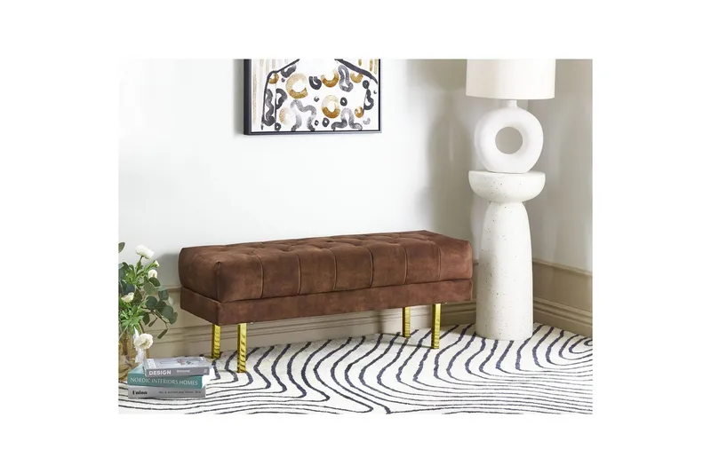 Sittbänk Roseville Mörkbrun/Guld - Mörkbrun/Guld - Möbler - Vardagsrum - Stolar & sittmöbler - Sittbänk