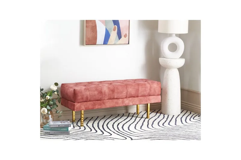 Sittbänk Roseville Rosa/guld - Rosa/guld - Möbler - Vardagsrum - Stolar & sittmöbler - Sittbänk