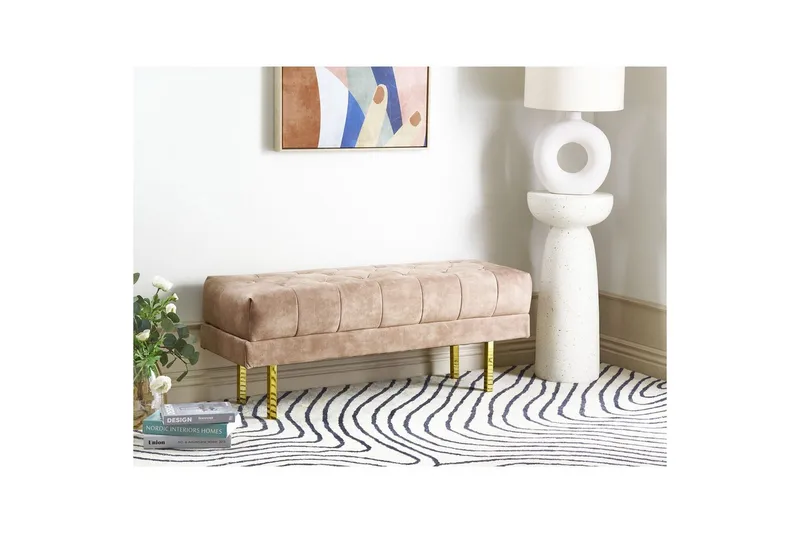 Sittbänk Roseville Taupe/guld - Taupe/guld - Möbler - Vardagsrum - Stolar & sittmöbler - Sittbänk