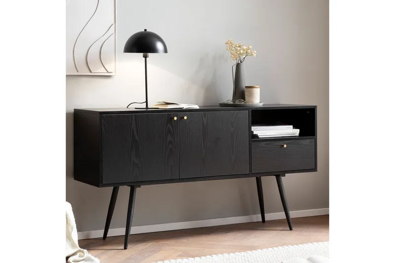 Sideboard Wohnling Melaminbelagd MDF 140 cm med 2 dörrar 1 låda Modern - Förvaring - Förvaringsmöbler - Skänkar & sideboards