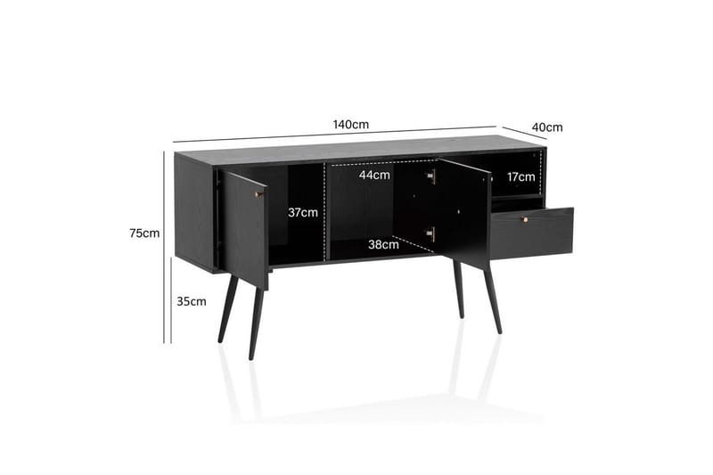 Sideboard Wohnling Melaminbelagd MDF 140 cm med 2 dörrar 1 låda Modern - Förvaring - Förvaringsmöbler - Skänkar & sideboards
