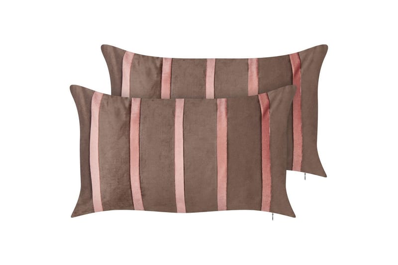 Prydnadskuddar Crodyline set om 2 Brun/Rosa - Brun/Rosa - Möbler - Tillbehör & accessoarer - Sofftillbehör - Rengöring soffa