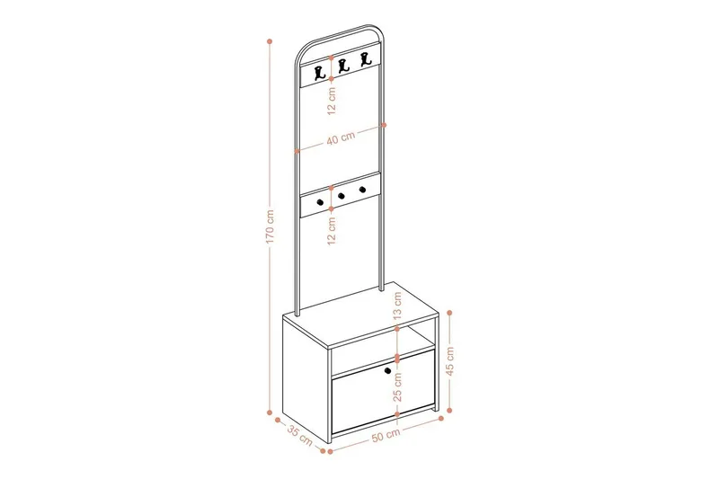 Straat Hatthylla 50 cm - Valnöt/Svart - Möbler - Tillbehör & accessoarer - Bordstillbehör