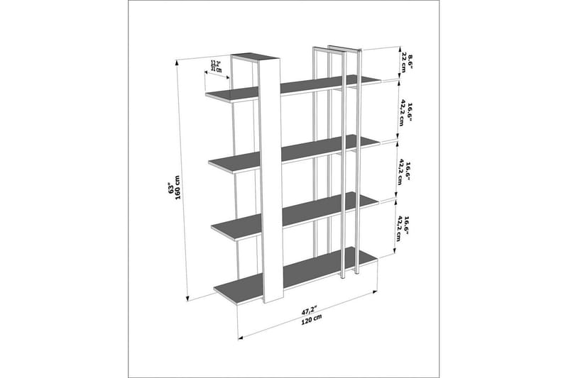 Thyra Bokhylla 120 cm - Guld - Förvaring - Hyllor - Bokhylla