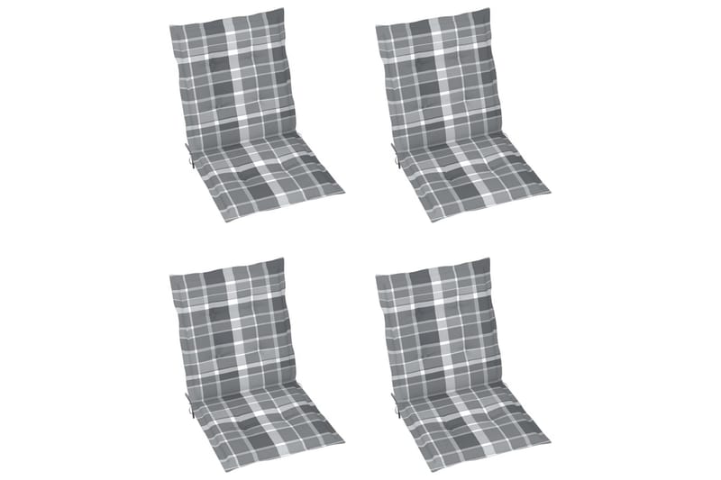 Dynor för trädgårdsstolar 4 st grått rutmönster 100x50x3 cm - Flerfärgad - Utemöbler - Dynor - Ryggdynor & sittdynor utemöbler