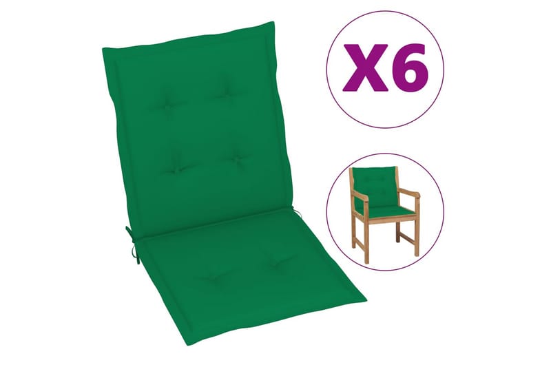 Sittdynor för trädgården 6 st grön 100x50x4 cm - Grön - Utemöbler - Dynor - Ryggdynor & sittdynor utemöbler