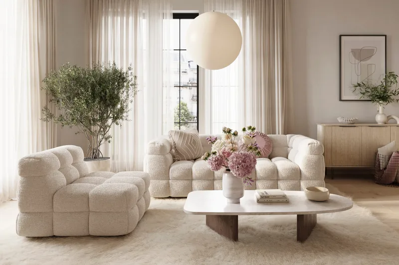 Elise Bubblig Fåtölj - Beige Teddy - Möbler - Vardagsrum - Fåtöljer