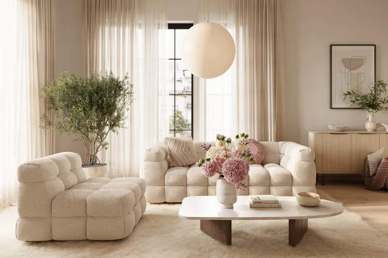 Elise Bubblig Fåtölj - Beige Teddy - Möbler - Vardagsrum - Fåtöljer