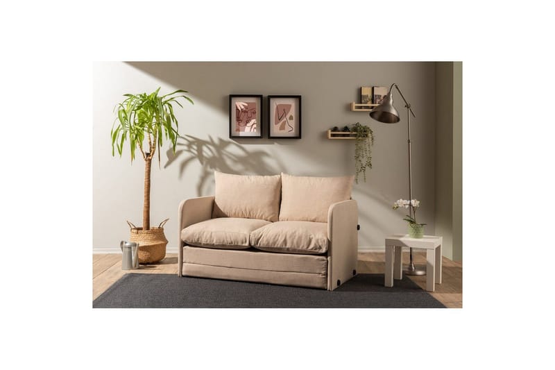 2-sits bäddsoffa Rubby (128 x 70 x 66 cm) Beige - Beige - Möbler - Vardagsrum - Bäddsoffor