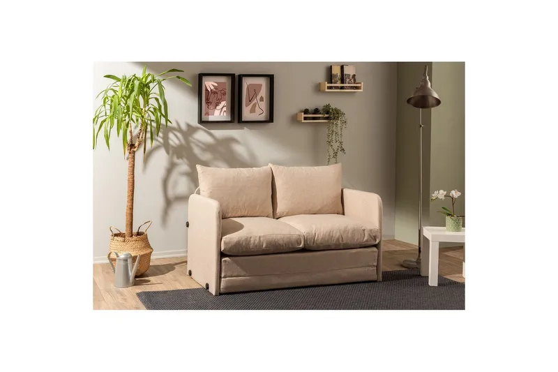2-sits bäddsoffa Rubby (128 x 70 x 66 cm) Beige - Beige - Möbler - Vardagsrum - Bäddsoffor