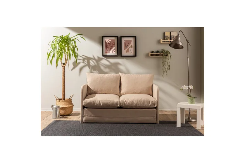 2-sits bäddsoffa Rubby (128 x 70 x 66 cm) Beige - Beige - Möbler - Vardagsrum - Bäddsoffor