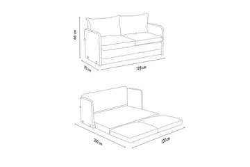 2-sits bäddsoffa Rubby (128 x 70 x 66 cm) Grå - Grå - Möbler - Vardagsrum - Bäddsoffor