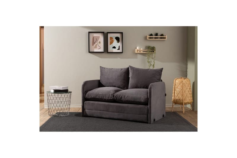 2-sits bäddsoffa Rubby (128 x 70 x 66 cm) Grå - Grå - Möbler - Vardagsrum - Bäddsoffor