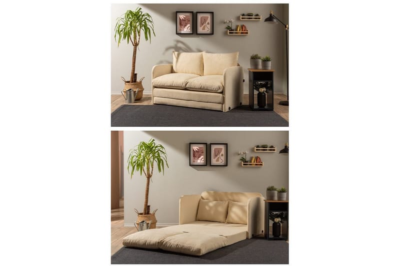 2-sits bäddsoffa Rubby (128 x 70 x 66 cm) Grädde - Grädde - Möbler - Vardagsrum - Bäddsoffor