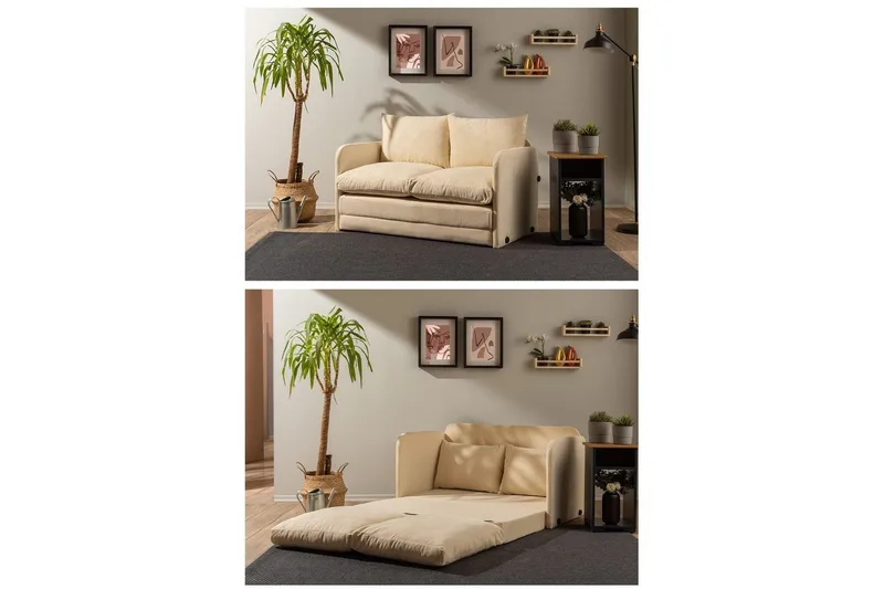 2-sits bäddsoffa Rubby (128 x 70 x 66 cm) Grädde - Grädde - Möbler - Vardagsrum - Bäddsoffor